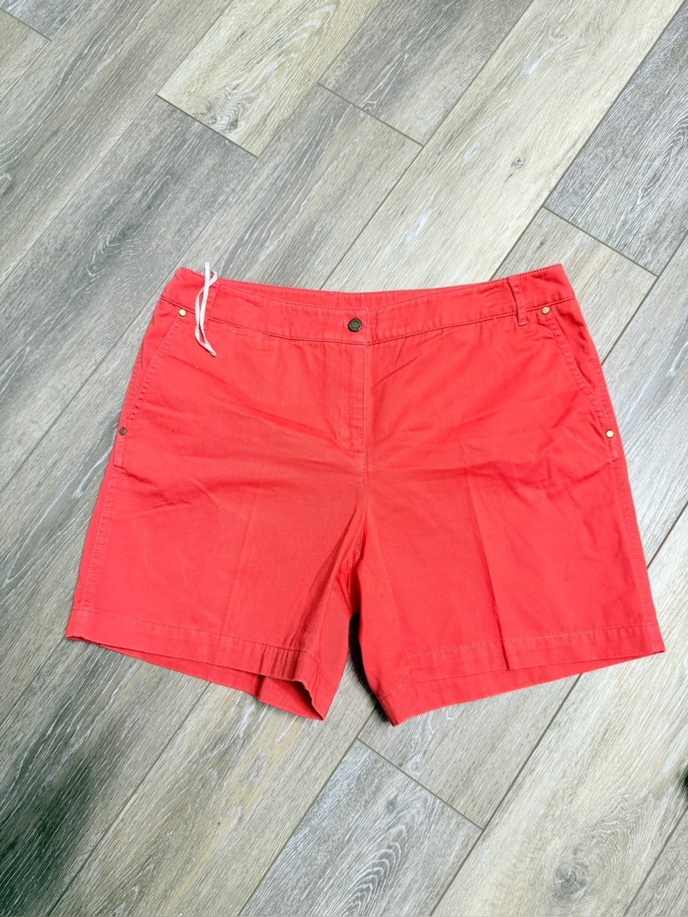 Jones New York Coral-Red Bermuda Cotton Shorts